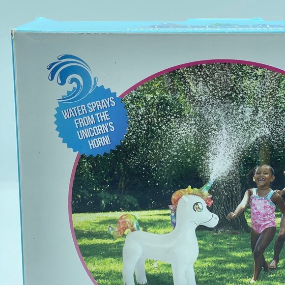 Pool Candy Inflatable Unicorn Sprinkler White Water Play 3 Feet Tall - Picture 5 of 11